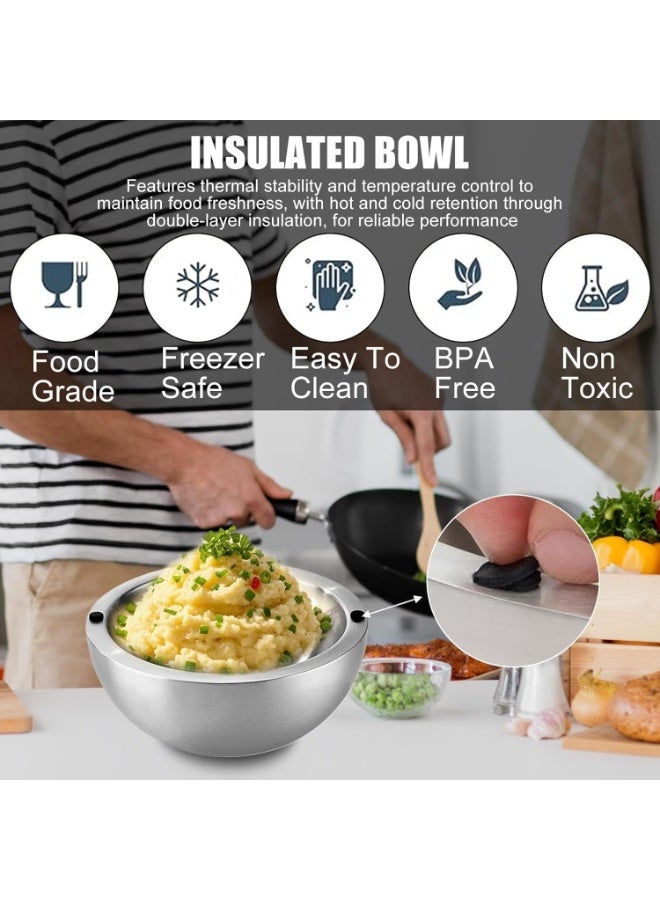 DEIN 2 x Stainless Steel Double-Layer Dip Chiller Bowls – Home Kitchen Cookware for Cold or Hot Food, Sushi, Dips, Ice Cream, Seafood, Storage, Perfect for Dinner Parties & Outdoor, Durable & Easy to Clean - Image 5