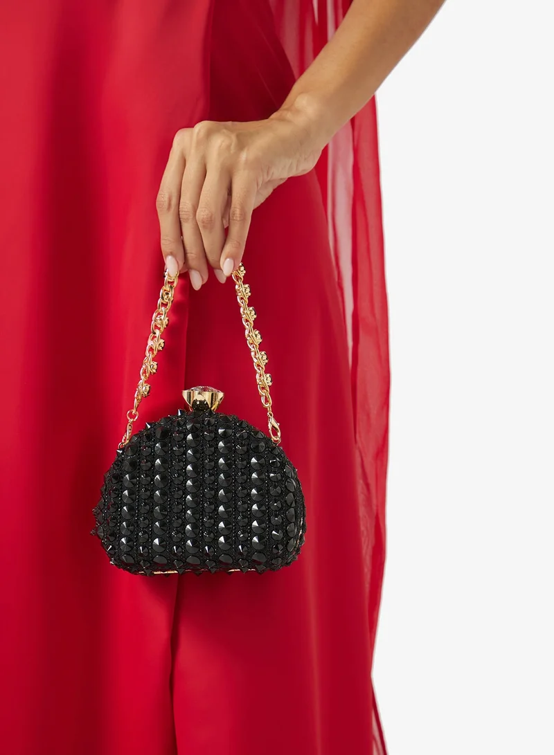 Embellished Detailed Clutch With Strap
