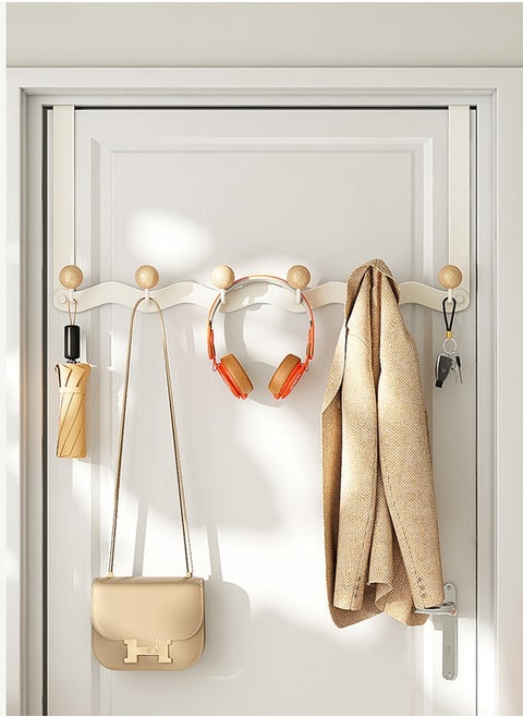 Over The Door Hook Hanger 6 Hooks Towel Rack Silent Super Load-bearing Over Door Hanger Towel Hook for Hanging Coat Towel Bag Robe
