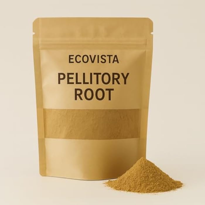 ECOVISTA Pellitory Root Powder (Akarkara) 4oz | Anacyclus Pyrethrum | Ayurvedic Herbal Supplement | 100% Pure, Non-GMO, Gluten-Free, Vegan | Finely Sifted & Steam Treated - Image 1