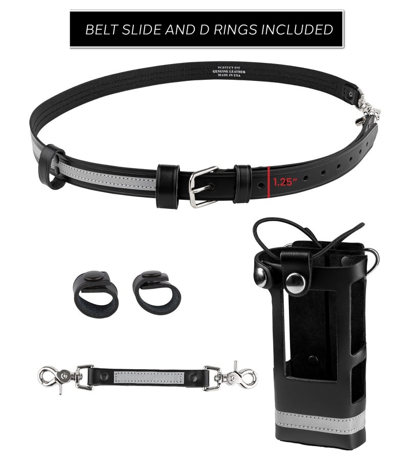 Perfect Fit Shield Wallets Perfect Fit Firefighter Reflective Radio Strap and Holder Leather Bundle Set Includes Radio Holster, Sway Strap, Cord Keepers Fits for Motorola APX 6000/6000XE/8000/8000XE - Image 2