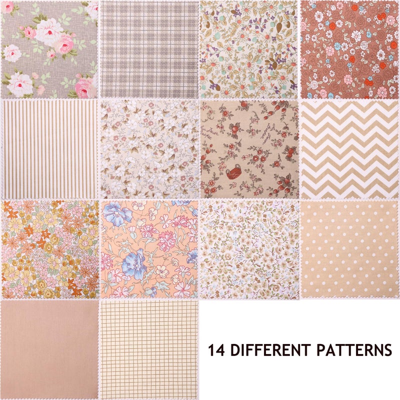 Hanjunzhao 42Pcs 10" Layer Cake Fabric - Vintage Brown Print Cotton Fabric Squares 10x10, Layer Cakes 10 inch Squares for Quilting, Sewing, Quilts, Bags, and Crafts - Light Coffee - Image 4