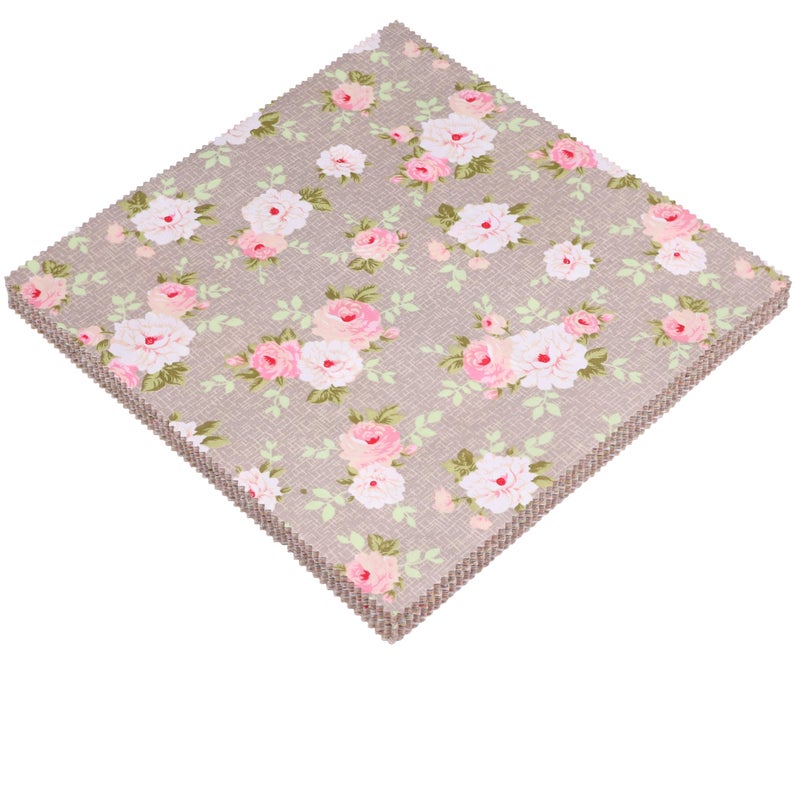 Hanjunzhao 42Pcs 10" Layer Cake Fabric - Vintage Brown Print Cotton Fabric Squares 10x10, Layer Cakes 10 inch Squares for Quilting, Sewing, Quilts, Bags, and Crafts - Light Coffee - Image 2