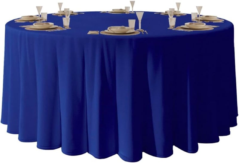 Urby 120 inches Large Royal Blue Round Tablecloth for 5-6ft Round Folding Table That Seats 6-8 Guests, for Table with 6 Chairs. Ideal for Party, Wedding, Banquet and Events. - Image 1