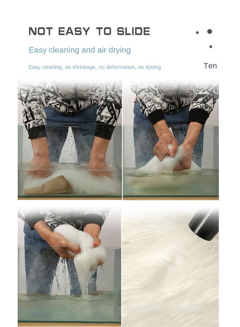 Bluejw 1-Piece Decorative Plush Carpet White 40x60cm - Image 5