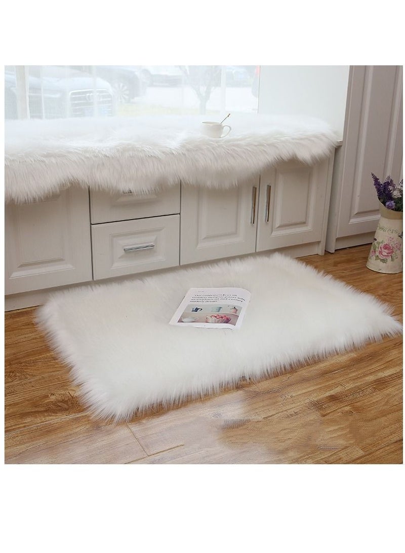 Bluejw 1-Piece Decorative Plush Carpet White 40x60cm - Image 1
