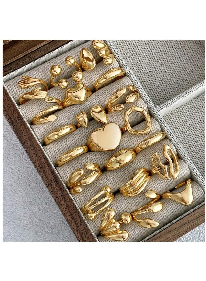 مجموعة خواتم معدنية مكونة من 10 قطع، مثالية للارتداء اليومي للنساء أو المناسبات الخاصة - Image 1