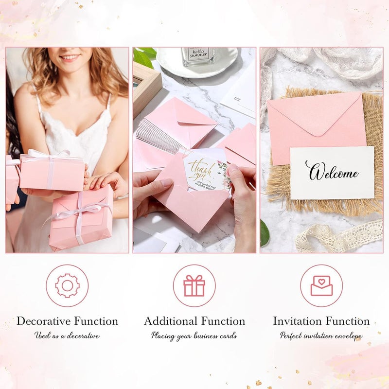 Confetti Long term heavy use compatible Gift Card Envelopes - 100pc MiniEnvelopes, Paper Business Card Envelopes, Tiny Envelope Pockets for Small Note Cards, 4 x 2.7 Inches (Baby Pink) Periodic restock local - Image 3