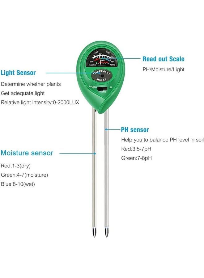 SKY-TOUCH Soil Ph Meter 3 In 1 Soil Moisture Light Ph Gardening Test Tool Test For Garden Farm Lawn Indoor And Outdoor No Battery Needed - Image 3
