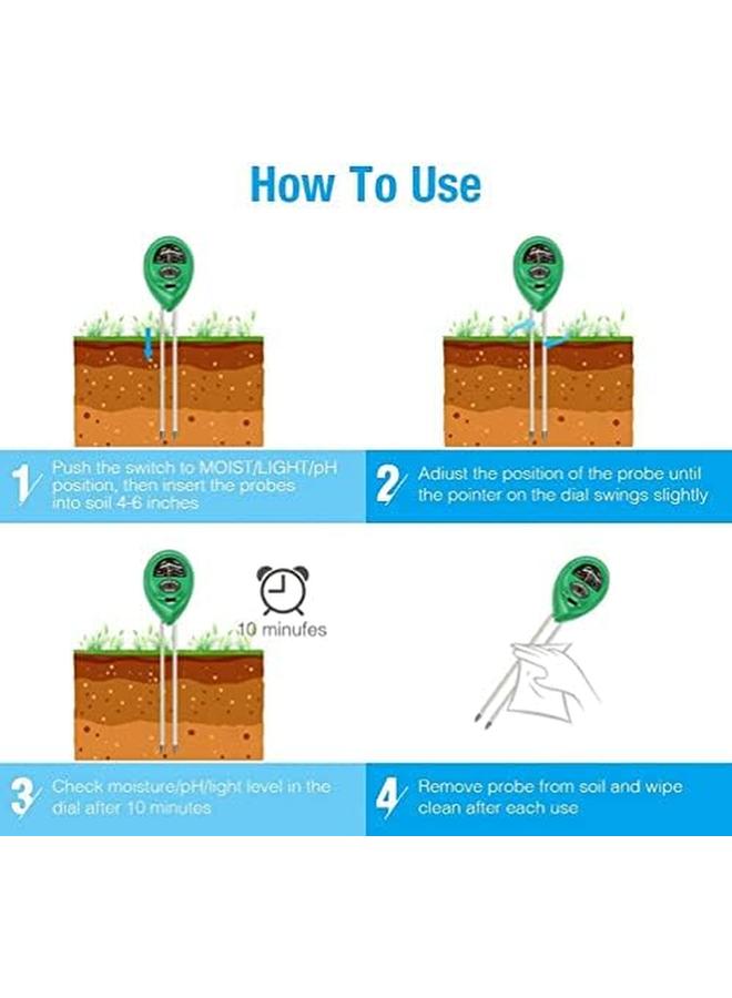 SKY-TOUCH Soil Ph Meter 3 In 1 Soil Moisture Light Ph Gardening Test Tool Test For Garden Farm Lawn Indoor And Outdoor No Battery Needed - Image 4