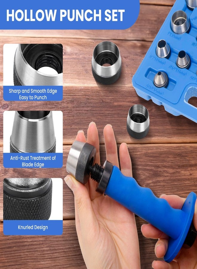 GDLIN Hollow Punch Set with Pin Point Punch Shaft, Hollow Punch Kit for Gasket, Rubber Hollow Hole Punch Set, Leather Punches Tools, Hole Cutter Set 3/16 to 1-3/8in - Image 4