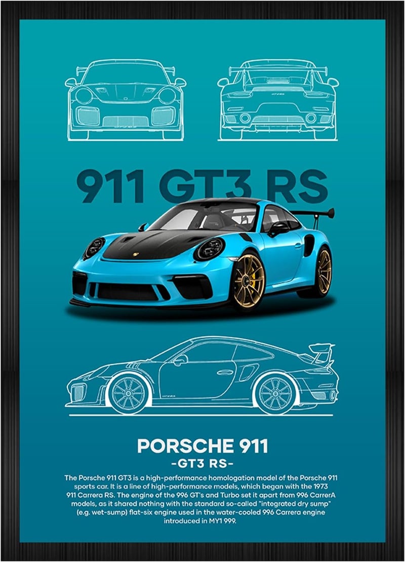 CodersParadise wood Porsche GT3RS Aesthetic Wall Poster Frames|8x12 inch (A4 Size)|Hanging Wall Artwork Frames For Home Bedroom, Living Room and Walls Aesthetics|Framed Artworks - Image 1