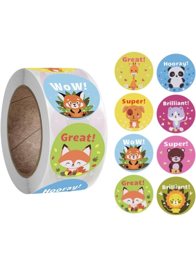 SHOWAY SHOWAY 500pcs Teacher Motivational Stickers for Kids, Behavior incentives, Cute Animal Stickers, 8 Designs - Image 1
