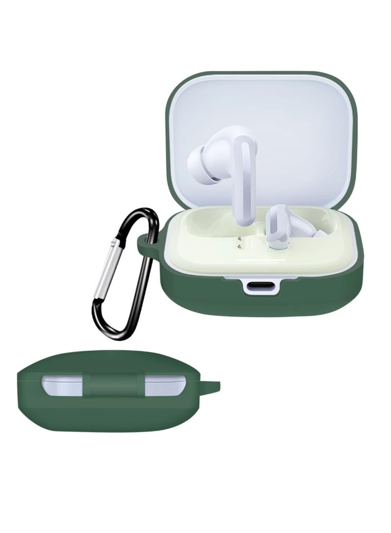 Silicone Protective Case with Keychain and Carabiner for Redmi Buds 5 - (green) 