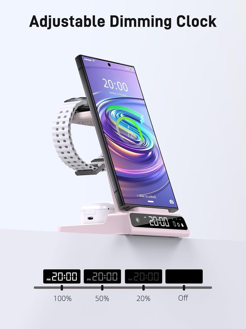 شاحن لاسلكي لمحطة شحن سامسونج، شاحن 3 في 1 لأجهزة Android المتعددة لـ Samsung S23 Ultra/Galaxy S22 Ultra/S21/Z Flip 5/Fold 5/Buds، شاحن لـ Galaxy Watch 6/5 Pro/4/3 - Image 4