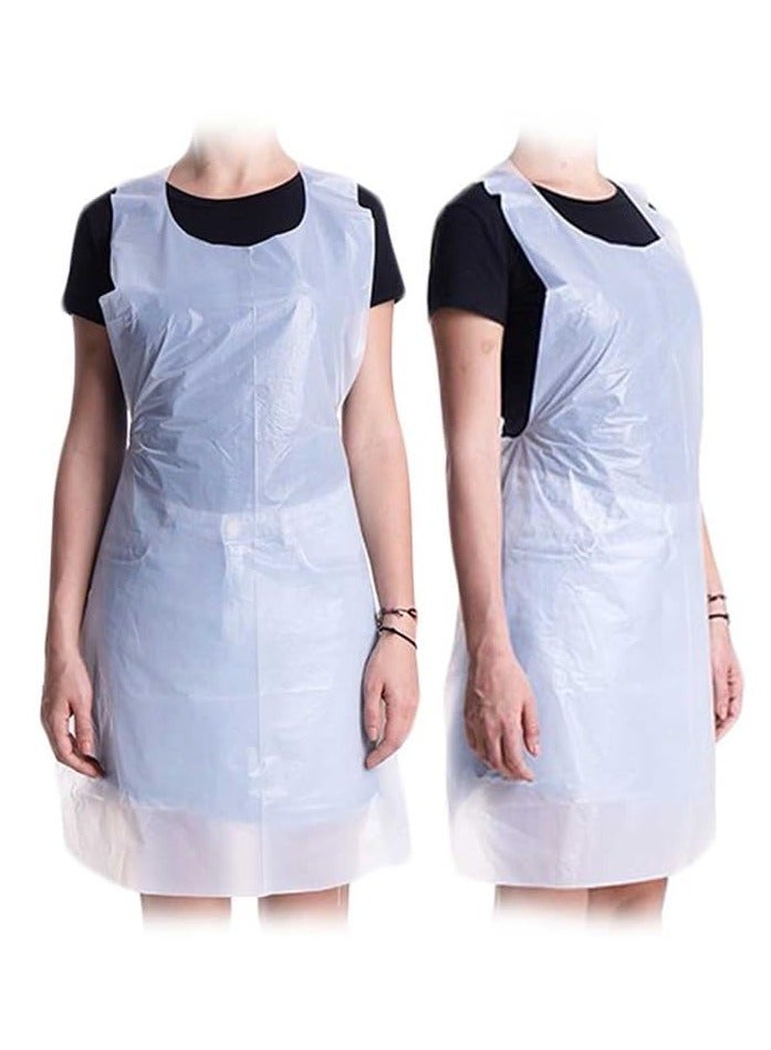 VINSTAR Disposable PE Clear Plastic Apron (100 Pack) - Waterproof, Plain Polythene Aprons - One Size Fits All - Ideal for Servers, Adults Kids Painting Cooking and More - Image 1