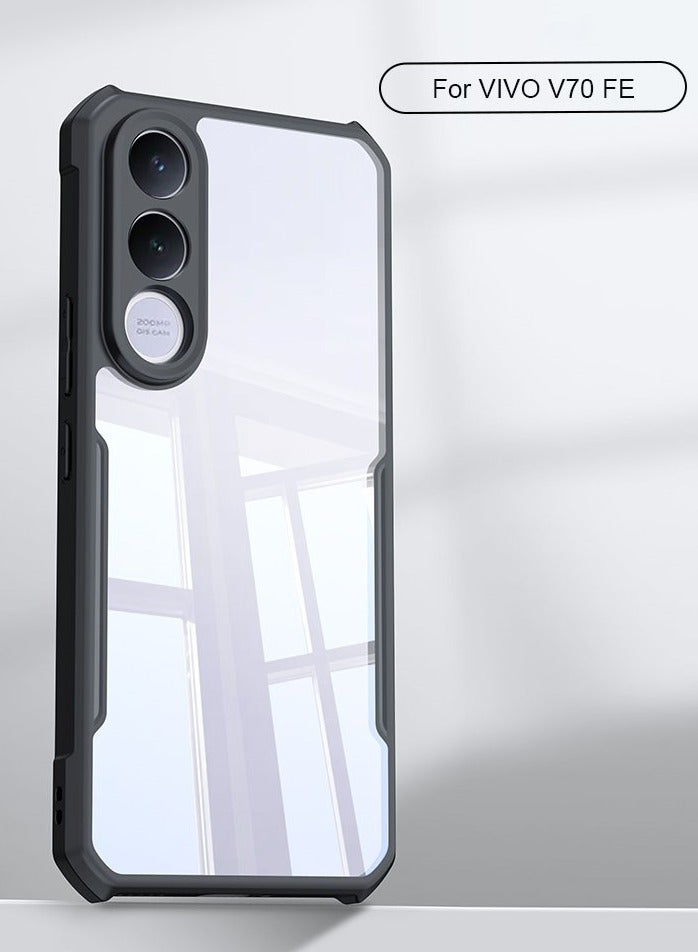 XUNDD Clear Case for Vivo V70 FE 5G | Premium Rugged | Durable Shock-absorbing Frame | Black Border | Thermoplastic Polyurethane | Airbag Anti-drop Protection - Clear - Image 2