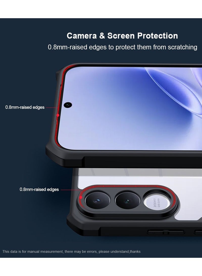 XUNDD Clear Case for Vivo V70 FE 5G | Premium Rugged | Durable Shock-absorbing Frame | Black Border | Thermoplastic Polyurethane | Airbag Anti-drop Protection - Clear - Image 4