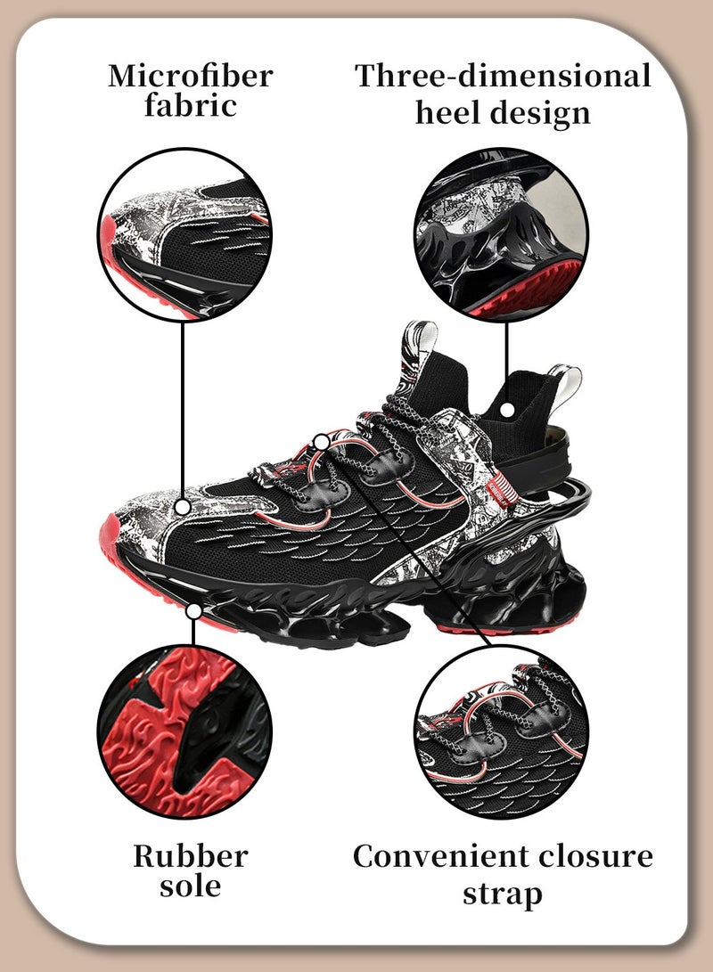 Moovant Sneakers for Men, Comfortable Breathable Sports Shoes, Fashion Fly-weave Trend Casual Running Shoes, Airbag Cushioned, Non-slip Wear-resistant, Lacing, Black  - Image 4