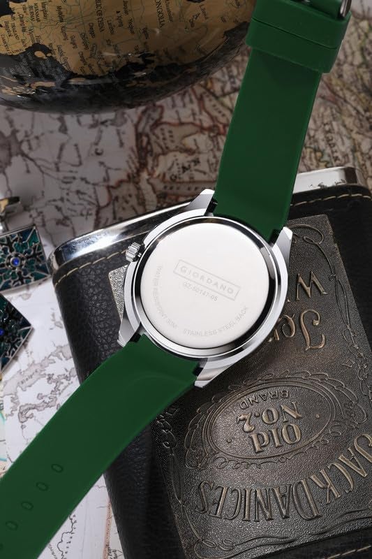 Giordano Stylish World Map Design Analog Watch for Men with Silver Case Round Dial, Textured Silicone Strap, Water Resistant and Date Display Function - GZ-50147 - Image 5