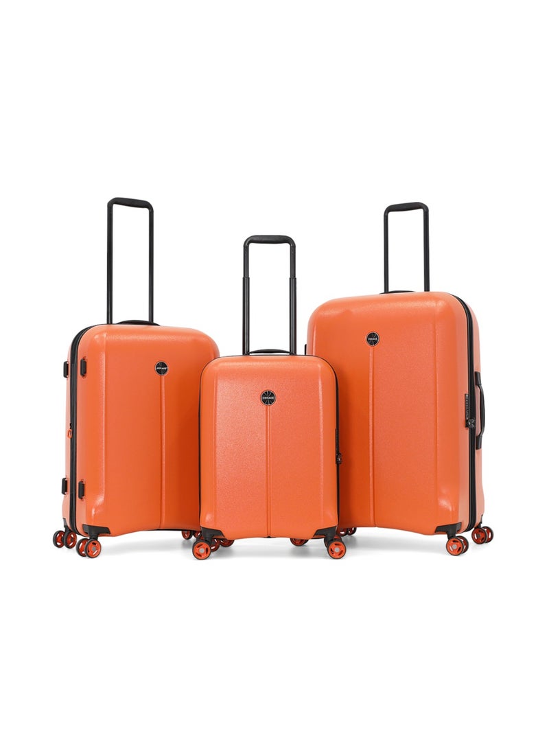 Verage  حقيبة أمتعة بعجلات ذات هيكل صلب، مجموعة من 3 قطع مع عجلة دوارة مزدوجة، برتقالي (S-20 بوصة، M-24 بوصة، L-28 بوصة) - Image 1