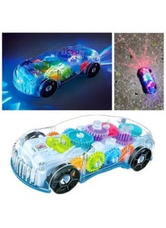 Transparent Electric Police Car Gear Toy with Flashing Lights & Music, Automatically Changes Direction, Bump and Go Toddler Gift, for Boys Girls