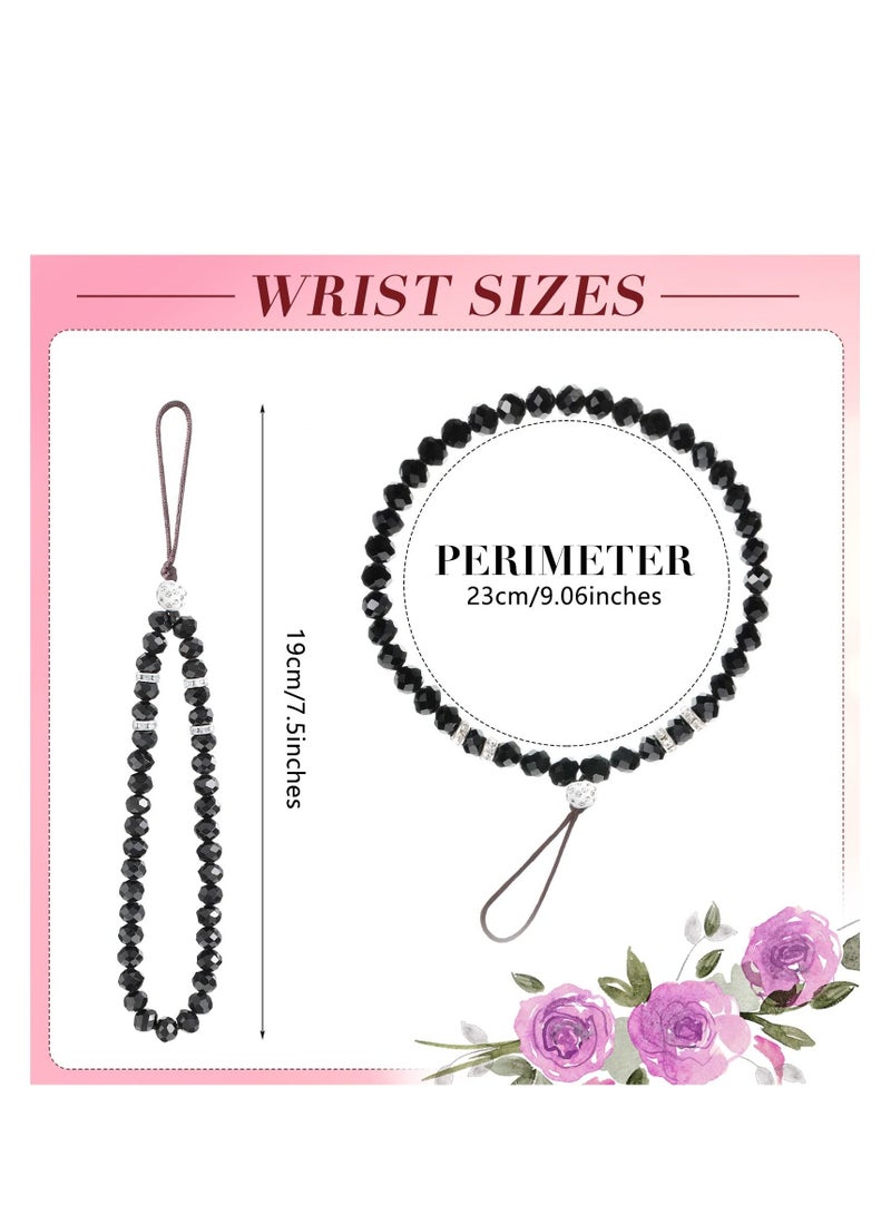 KASTWAVE 3 Pcs Cell Phone Lanyard Strap, Charm Bling Crystal Beads Hand Wrist Lanyard Strap String, Women's Wristlet for Cell Phone Camera Purse MP3 MP4 iPod PSP Keychain  - Image 5