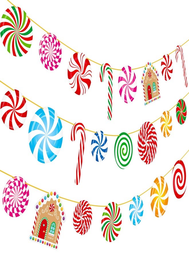 اوموني لافتات "أرض الحلوى" لعيد الميلاد، 3 قطع، زينة حلوى النعناع، لافتات مصاصات مقطوعة، ديكور منزل خبز الزنجبيل لعيد الميلاد، لوازم حفلات العطلات الشتوية - Image 2