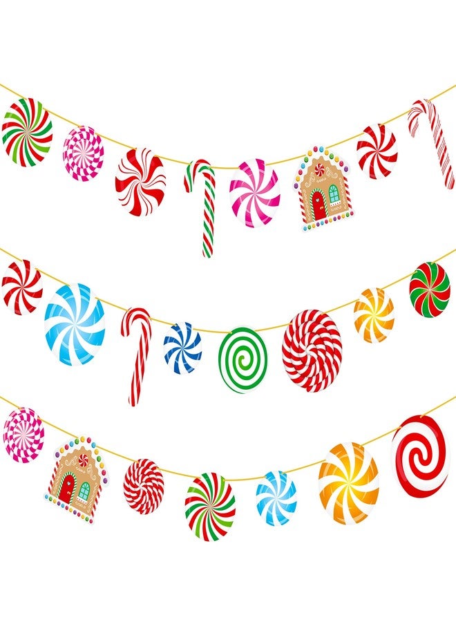 اوموني لافتات "أرض الحلوى" لعيد الميلاد، 3 قطع، زينة حلوى النعناع، لافتات مصاصات مقطوعة، ديكور منزل خبز الزنجبيل لعيد الميلاد، لوازم حفلات العطلات الشتوية - Image 1