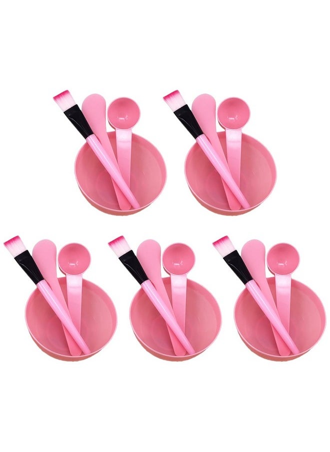 lasenersm 5 Sets Facial Mask Mixing Bowl with Spatula & Measuring Spoon & Brush Facemask Bowl Mud Mask Mixing Bowl DIY Skin Care Mixing Tool Kit for Lady Women Home Beauty Salon Use, Pink  - Image 1
