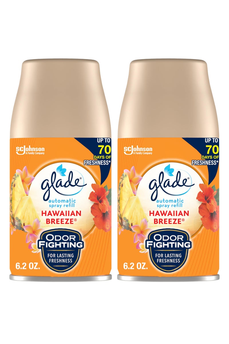 Glade Automatic Spray Refill, Air Freshener for Home and Bathroom, Hawaiian Breeze, 6.2 Oz, 2 Count - Image 1