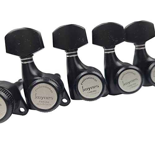 Kaynes Guitar Locking Tuners – 18:1 Black Lock String Tuning Keys Pegs Machine Heads Tuners for Strat Tele ST TL LP SG most Electric or Acoustic Guitars (6 Inline for Right, Black) - Image 3