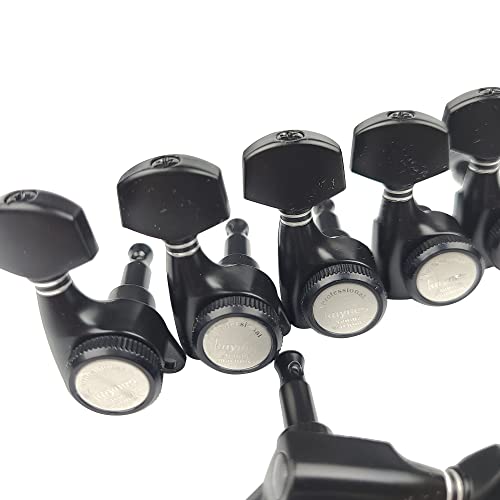 Kaynes Guitar Locking Tuners – 18:1 Black Lock String Tuning Keys Pegs Machine Heads Tuners for Strat Tele ST TL LP SG most Electric or Acoustic Guitars (6 Inline for Right, Black) - Image 2