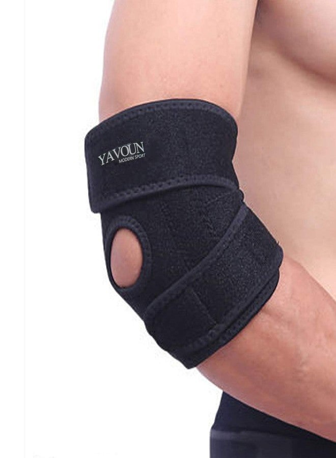 YAVOUN Elbow Brace, Adjustable Tennis Elbow Support Brace, Great For Sprained Elbows, Tendonitis, Arthritis, basketball, Baseball, Golfer's Elbow Provides Support & Ease Pains (Black) - Image 1