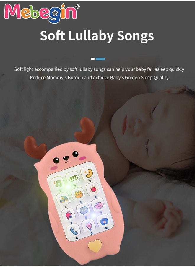 Baby Deer-shaped Mobile Phone Toy with Teether Case, Light, Music and Adjustable Volume, Multifunctional Baby Phone Toy with 12 Learning Modes, Teething Toy for Babies, Perfect for Bbabies Who Enjoy Playing with Real Phones, 7*2.5*13.5cm
