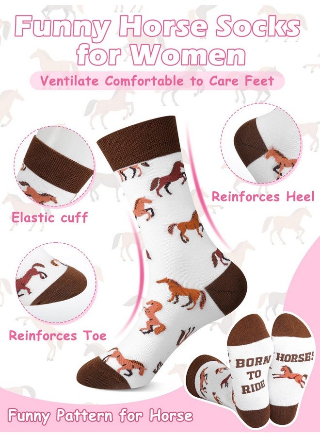 Hercicy Hercicy 6 Pairs Funny Horse Socks for Women Horse Riding Crew Socks Novelty Christmas Horse Socks Gift for Women Horse Lovers Cowgirl Equestrian Derby Party Favors - Image 3