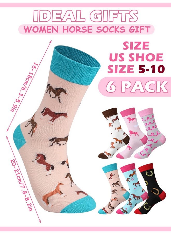 Hercicy Hercicy 6 Pairs Funny Horse Socks for Women Horse Riding Crew Socks Novelty Christmas Horse Socks Gift for Women Horse Lovers Cowgirl Equestrian Derby Party Favors - Image 4
