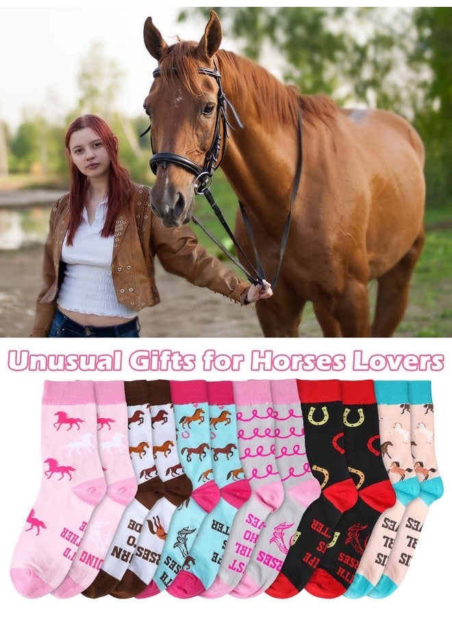 Hercicy Hercicy 6 Pairs Funny Horse Socks for Women Horse Riding Crew Socks Novelty Christmas Horse Socks Gift for Women Horse Lovers Cowgirl Equestrian Derby Party Favors - Image 5