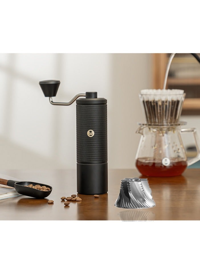 تايم مور طاحونة القهوة اليدوية الكستناء C5 ، طاحونة يدوي يدوي طاحونة 25 جرام مع BURR مخروطية من الفولاذ المقاوم للصدأ CNC ، وضع داخلي قابل للتعديل ، وضع محمل مزدوج ، مناسب للسفر ، التخييم (أسود) - Image 1