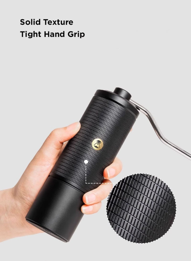 تايم مور طاحونة القهوة اليدوية الكستناء C5 ، طاحونة يدوي يدوي طاحونة 25 جرام مع BURR مخروطية من الفولاذ المقاوم للصدأ CNC ، وضع داخلي قابل للتعديل ، وضع محمل مزدوج ، مناسب للسفر ، التخييم (أسود) - Image 5