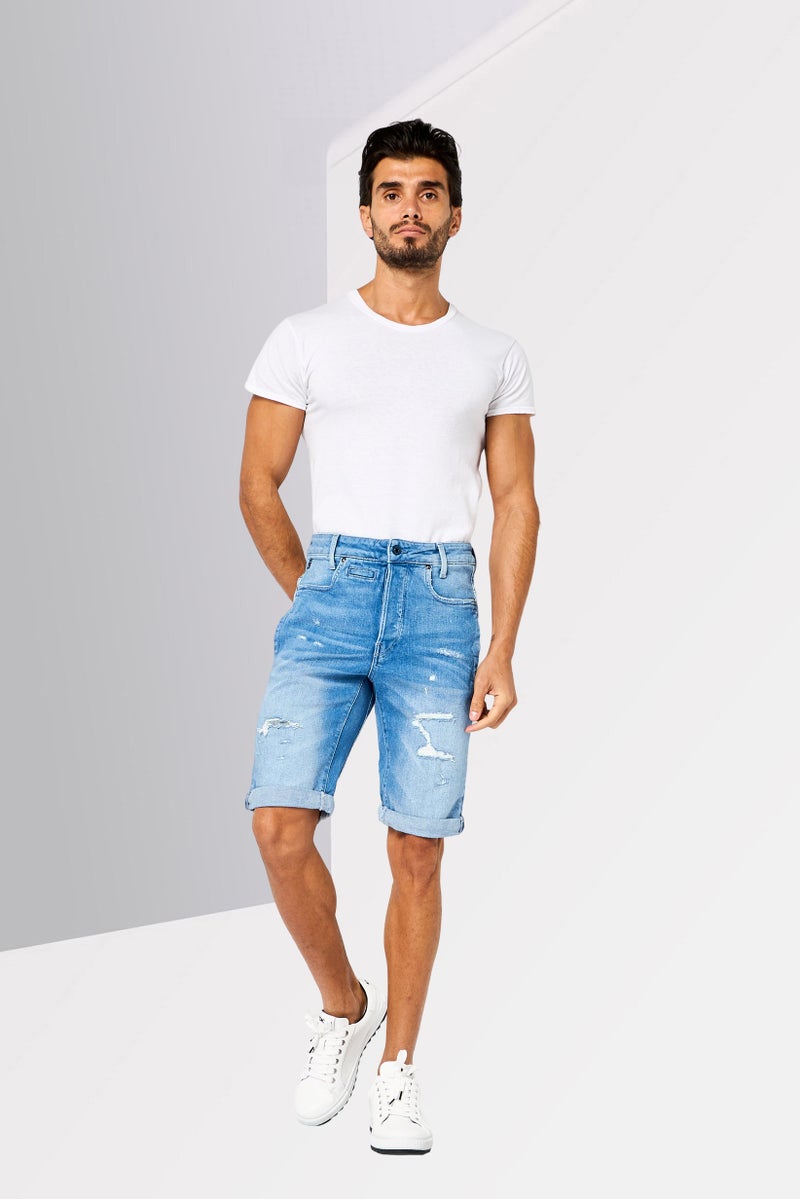 G-Star RAW شورتات جينز ممزقة للرجال، زرقاء - Image 2