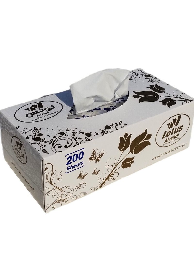 Lotus Alwadi 200 Sheet Soft Facial Tissues 2 Ply Bundle, 200 x 2 ply (6000 Facial Tissues Total) Family Pack - Lotus Alwadi  - Image 2
