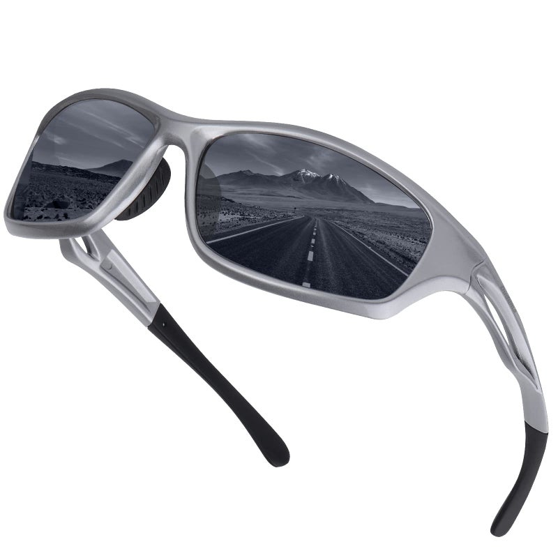 Duduma Polarized Sports Sunglasses for Men Women Running Cycling Fishing Golf Driving Shades Sun Glasses Tr90 (silver/black) - Image 1