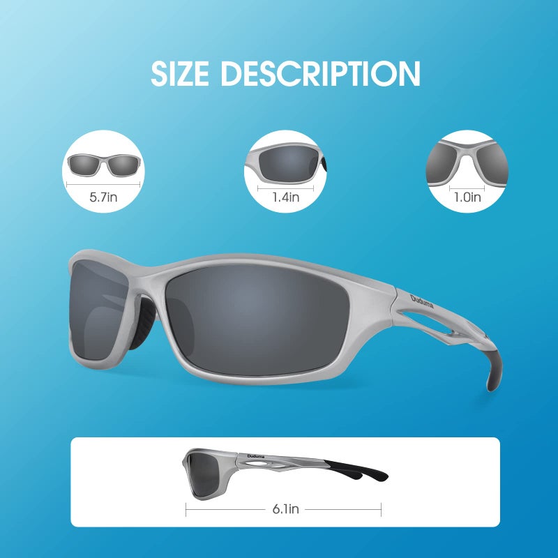 Duduma Polarized Sports Sunglasses for Men Women Running Cycling Fishing Golf Driving Shades Sun Glasses Tr90 (silver/black) - Image 4