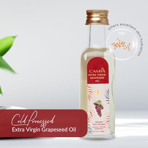 CAMIA Organic Extra Virgin Cold Pressed Grapeseed Oil| Rich in Free Fatty Acids, Vit A, Vit E & Antioxidants|Enhances Skin Health & Hydration|Reduces Hair Fall, Improves Hair Shine|100 Ml Glass Bottle - Image 2