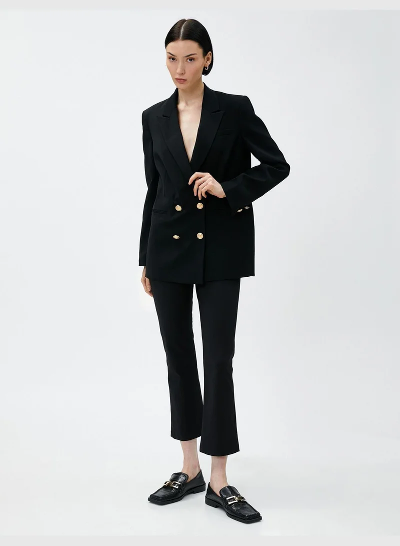 KOTON Crop Flare Trousers