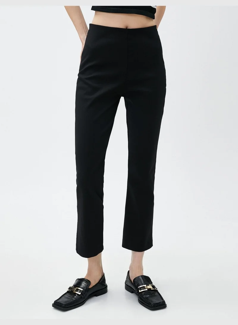 KOTON Crop Flare Trousers