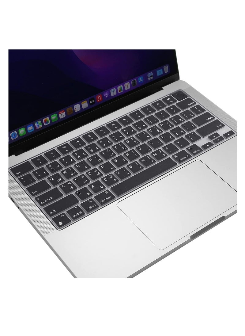 Generic - US Arabic Keyboard Cover Skin for 2024-2022 MacBook Air 13.6 15 inch M3 M2 A3113 A3114 A2681 A2941 2023-2021 MacBook Pro 14 16.2 inch M3 M2 M1 Pro/Max A2918 A2992 A2779 A2780 A2991 Color Black - Image 1