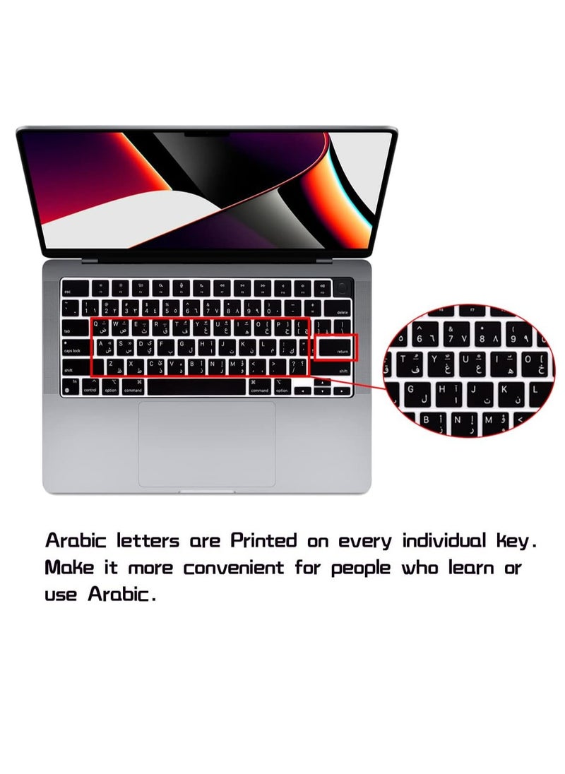 Generic - US Arabic Keyboard Cover Skin for 2024-2022 MacBook Air 13.6 15 inch M3 M2 A3113 A3114 A2681 A2941 2023-2021 MacBook Pro 14 16.2 inch M3 M2 M1 Pro/Max A2918 A2992 A2779 A2780 A2991 Color Black - Image 1
