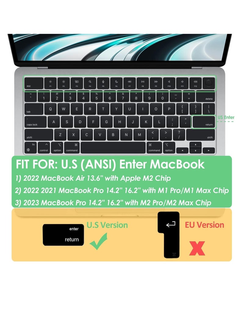 Generic - US Arabic Keyboard Cover Skin for 2024-2022 MacBook Air 13.6 15 inch M3 M2 A3113 A3114 A2681 A2941 2023-2021 MacBook Pro 14 16.2 inch M3 M2 M1 Pro/Max A2918 A2992 A2779 A2780 A2991 Color Black - Image 1